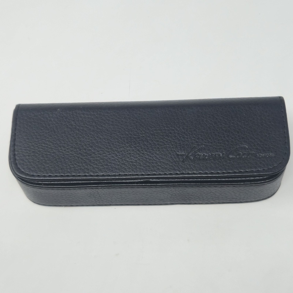 KENNETH COLE Black Leather Glasses Case Semi-Hard‎ Case Magnetic Closure